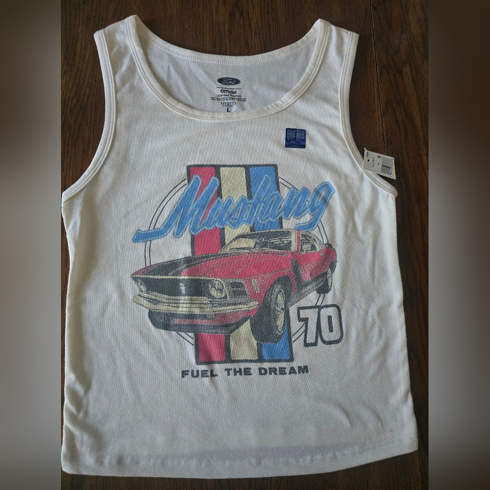 NWT Mustang Official FORD Tank Top Womens Large - White